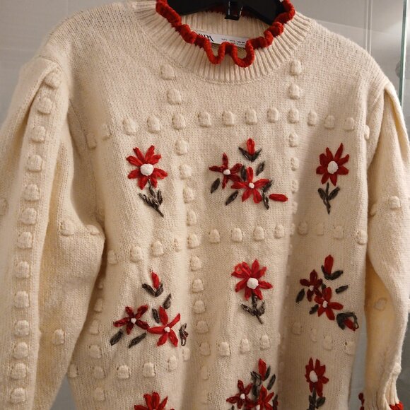 ZARA Embroidered Floral Knit - Picture 7 of 9